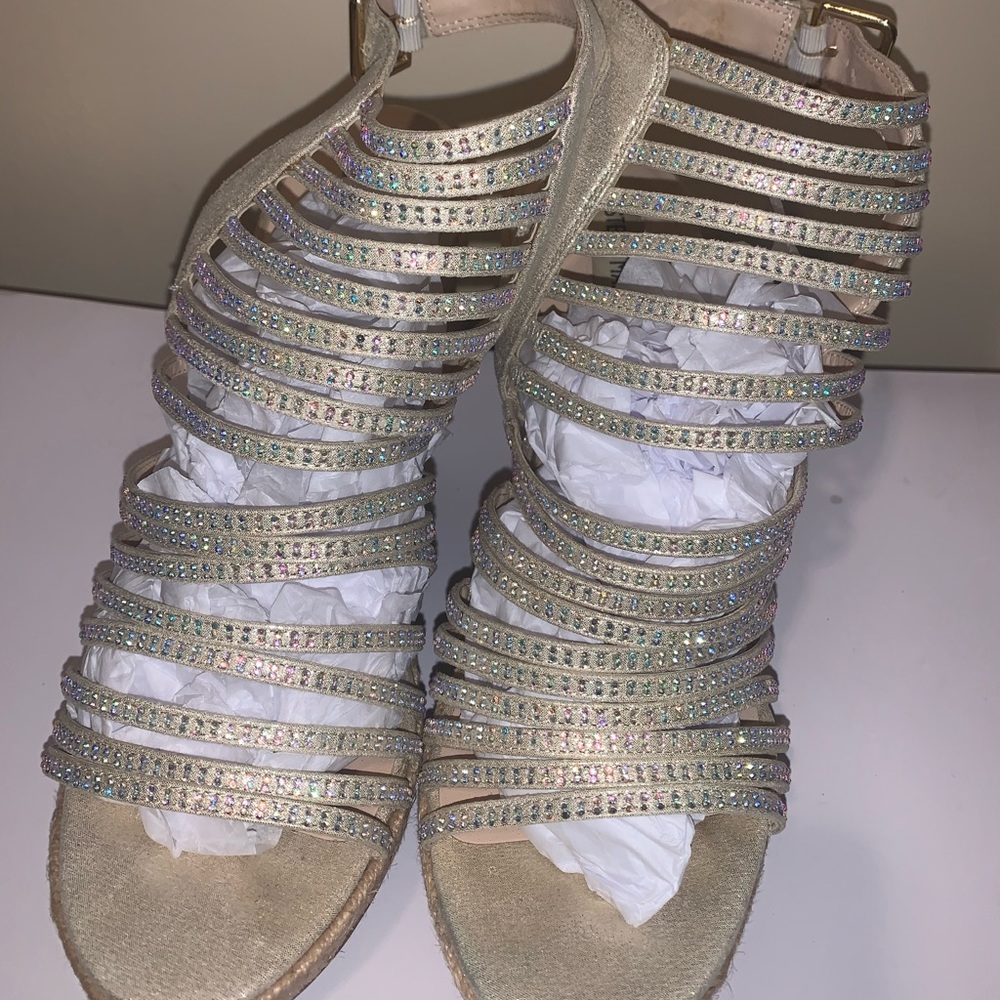 Nude studded Steve Madden wedges